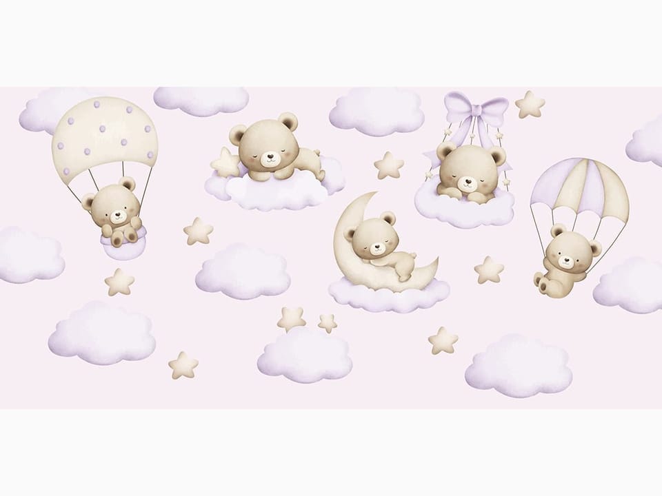 Fototapeta Misie na chmurach i księżycu