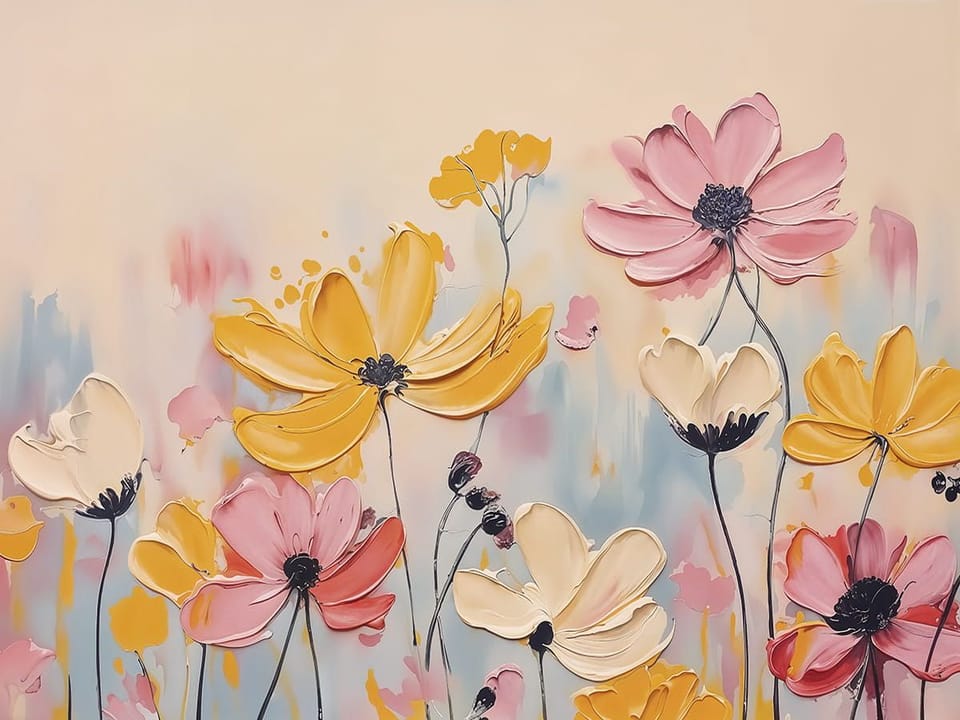 Fototapeta Kwiaty Polne na Jasnym Tle