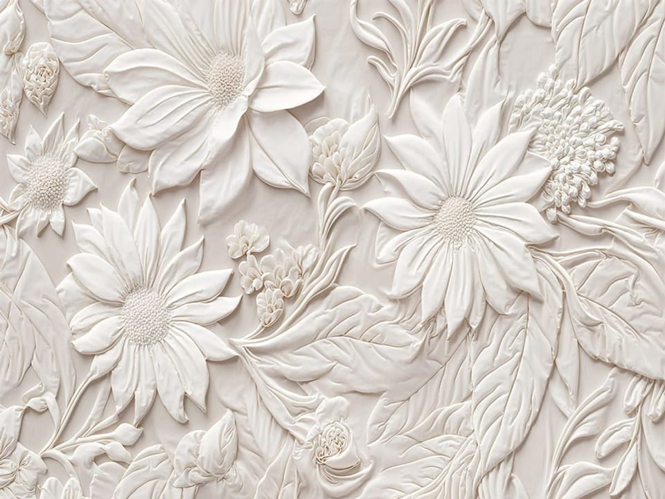 Fototapeta Reliefowe kwiaty na ścianie