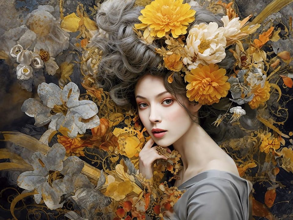 Fototapeta Kobieta z kwiatami we włosach