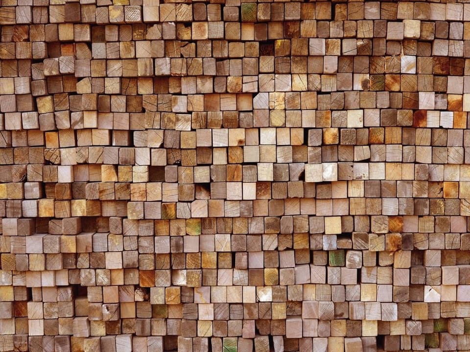 Fototapeta Drewniana ściana 3D z klocków na wymiar