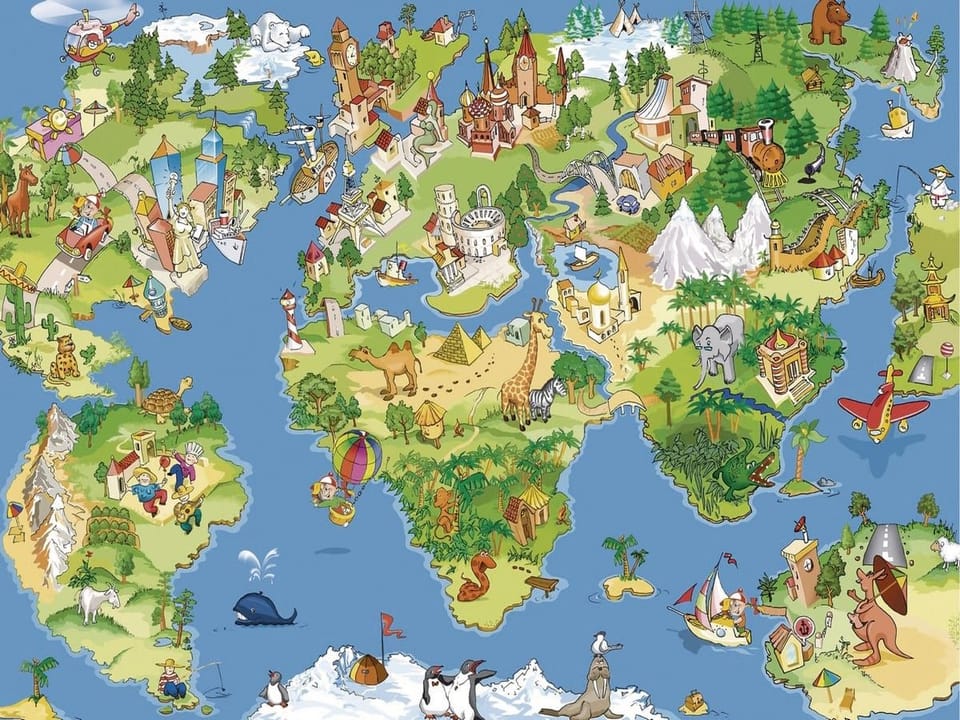 Fototapeta Mapa świata z zabytkami na wymiar