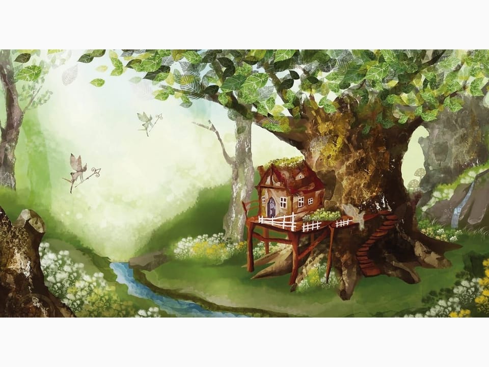 Fototapeta Domek na drzewie w magicznym lesie na wymiar