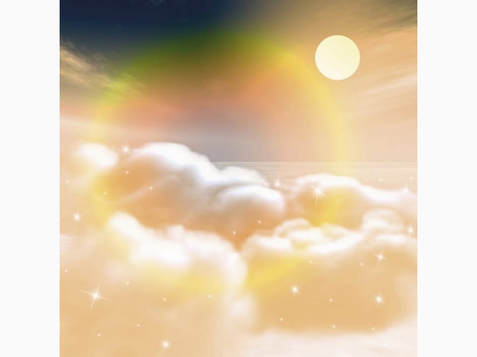 Fototapeta Chmury z Tęczą i Słońcem