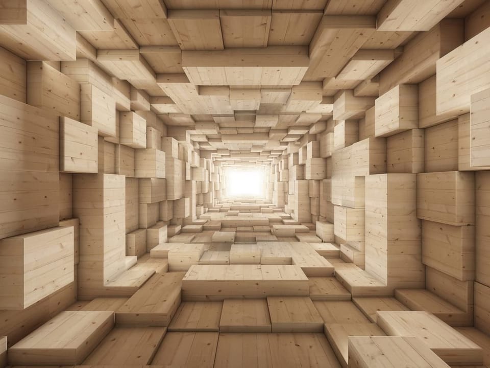 Fototapeta Drewniany tunel z perspektywą na wymiar
