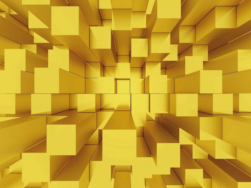 Fototapeta Żółte geometryczne bryły 3D na wymiar