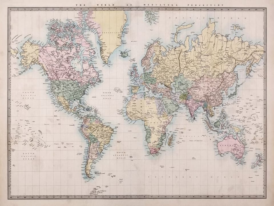 Fototapeta Stara mapa świata na płótnie na wymiar