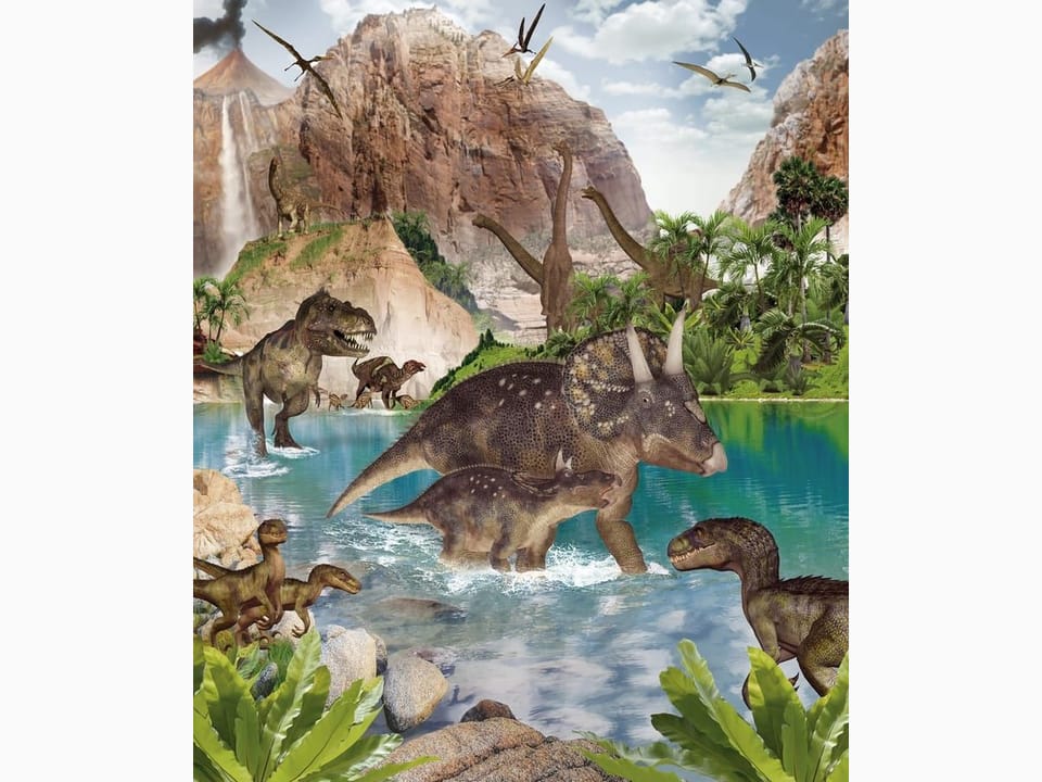Fototapeta Dinozaury nad wodą w lesie na wymiar
