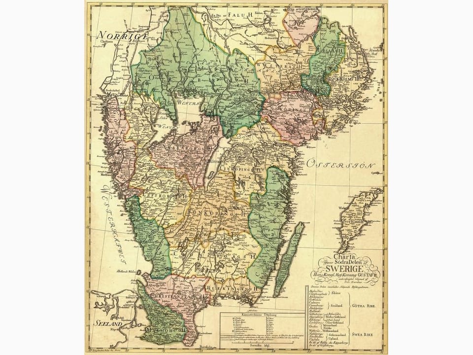 Fototapeta Stara mapa Szwecji z detalami na wymiar