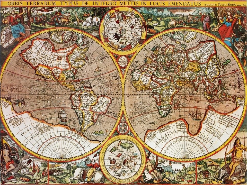 Fototapeta Stara mapa świata z XVII wieku na wymiar