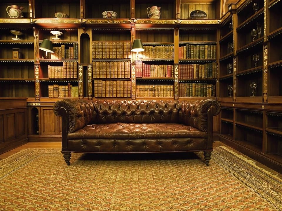 Fototapeta Elegancka biblioteka z kanapą