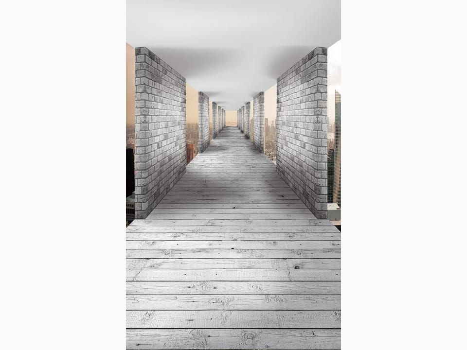 Fototapeta 3D Tunel z Cegieł i Drewnianą Podłogą na wymiar