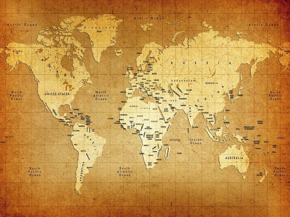 Fototapeta Stara mapa świata na papierze na wymiar