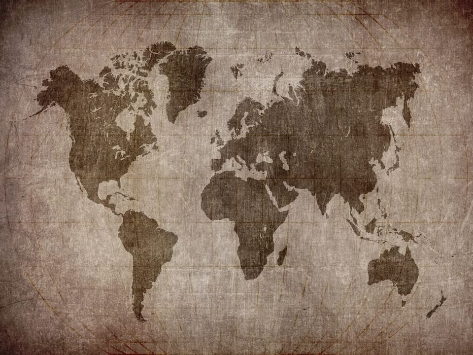 Fototapeta Stara mapa świata na płótnie na wymiar