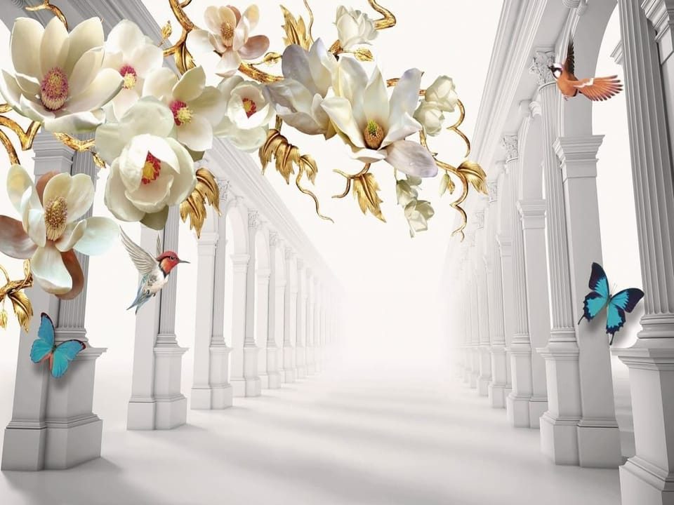 Fototapeta Magnolie na złotych gałęziach na wymiar