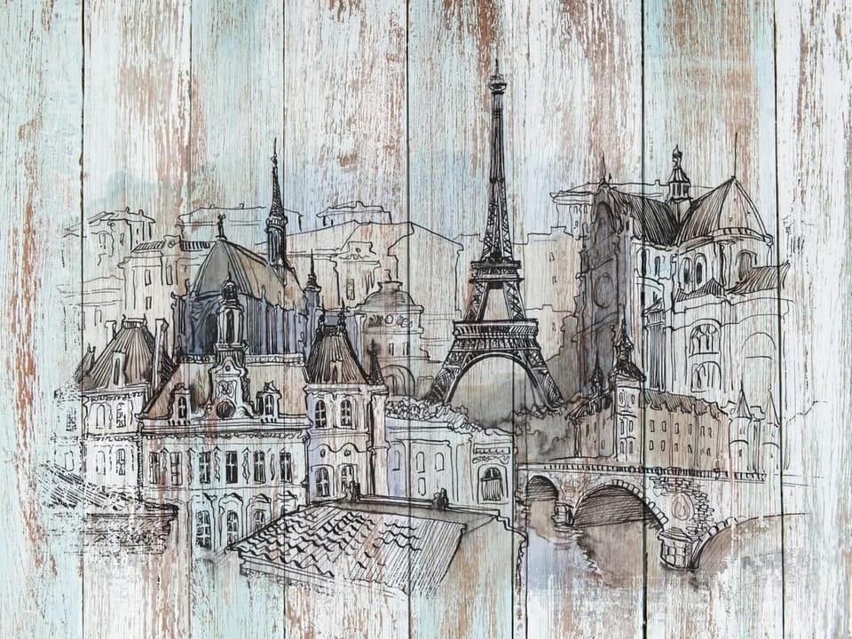 Fototapeta Wieża Eiffla i europejskie budynki na wymiar