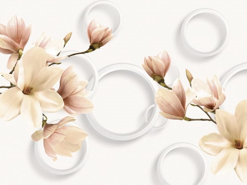 Fototapeta Magnolie na gałęziach z różowym tłem na wymiar
