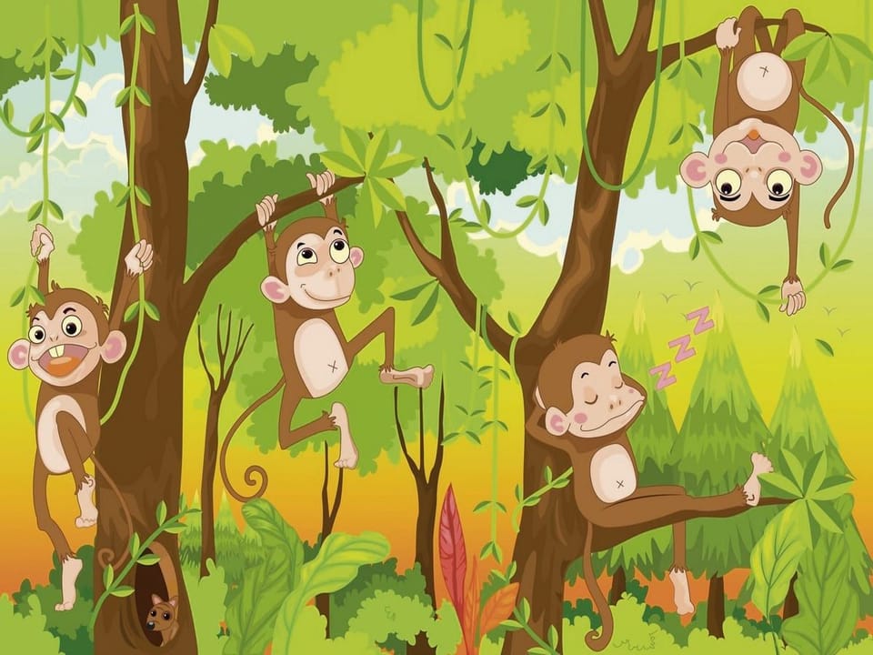 Fototapeta Trzy małpy na drzewie