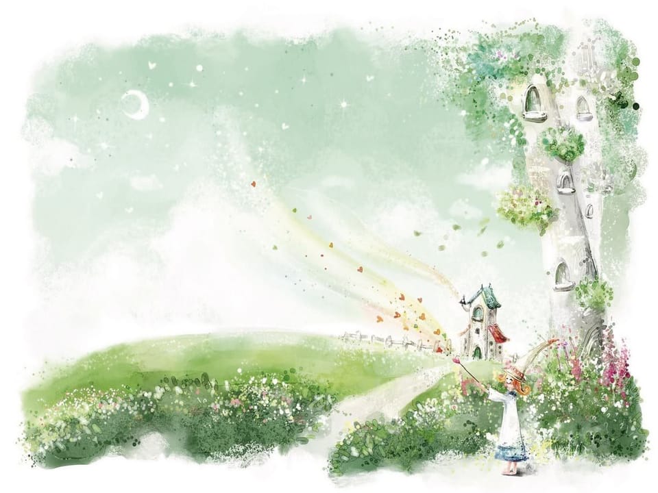 Fototapeta Dziewczynka z Różdżką w Ogrodzie