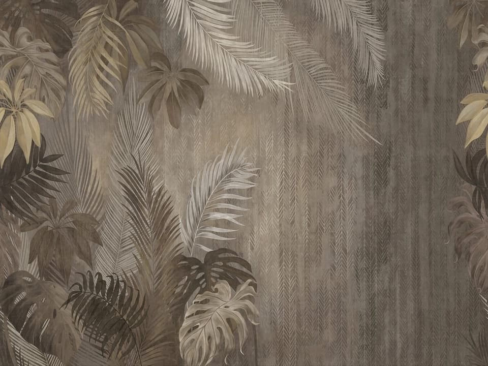 Fototapeta Tropikalne liście na spokojnym tle na wymiar