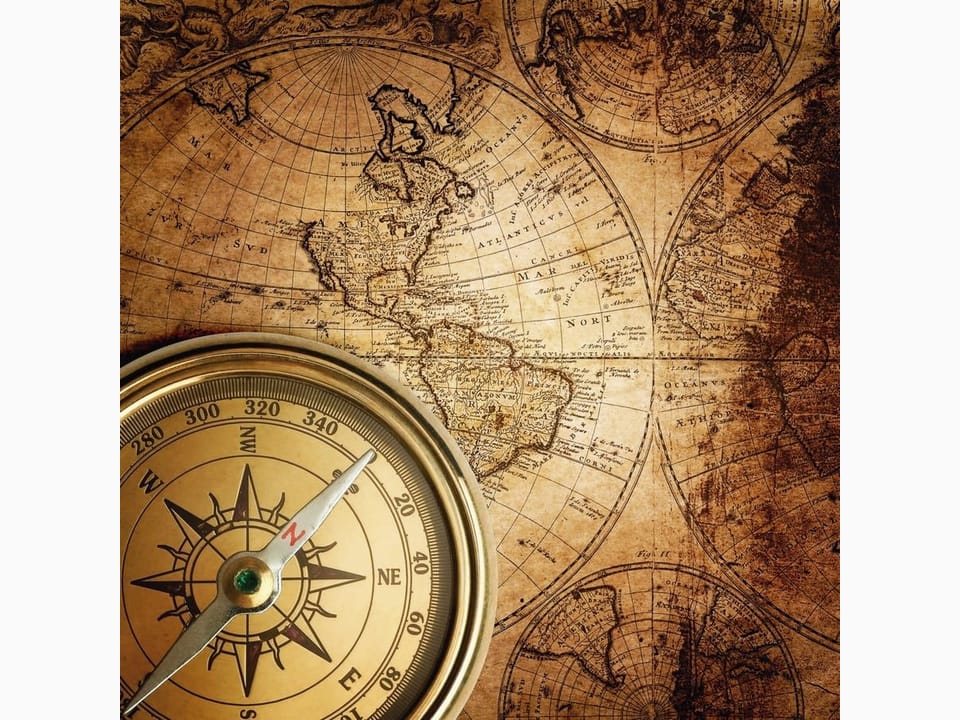 Fototapeta Kompas na Starej Mapie