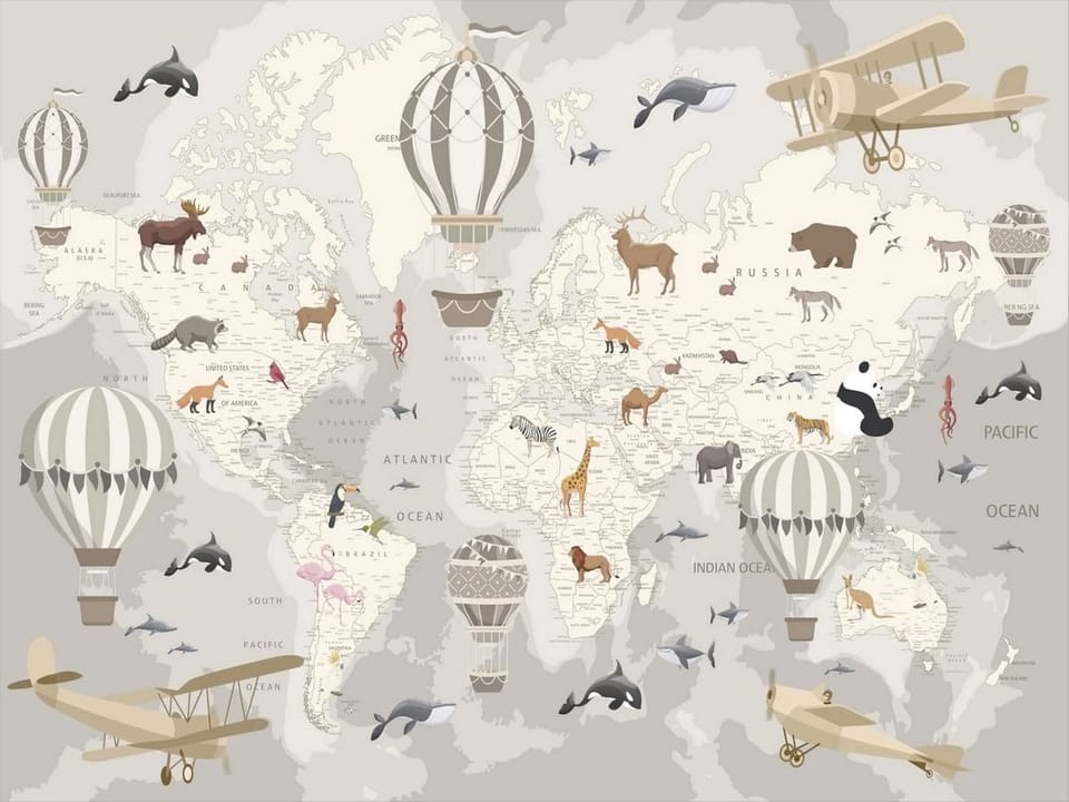 Fototapeta Mapa świata z balonami dla dzieci na wymiar