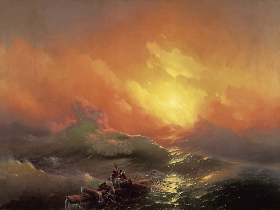 Fototapeta Tratwa na wzburzonym morzu