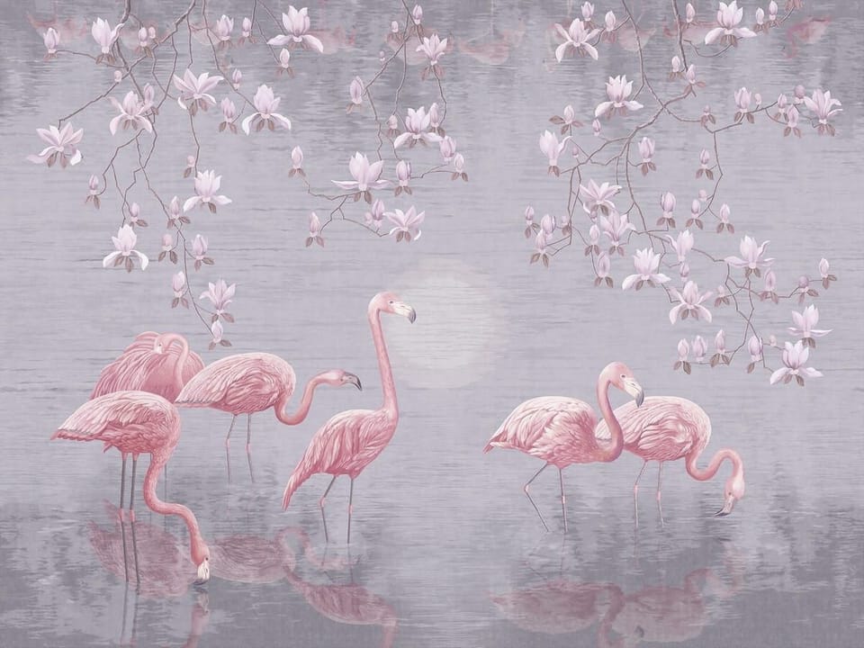 Fototapeta Flamingi w spokojnej scenerii na wymiar
