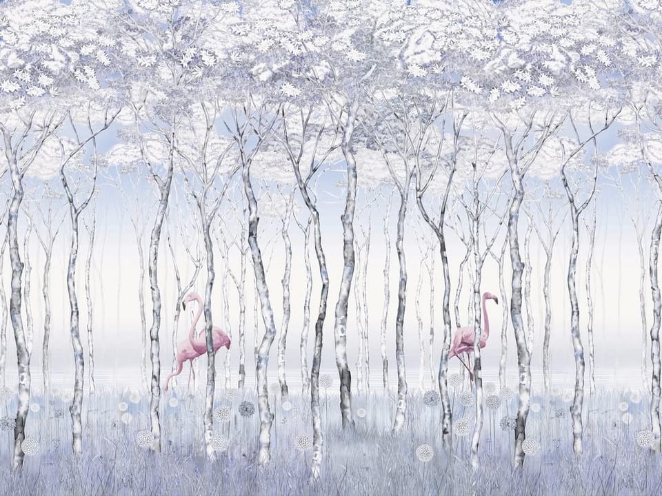 Fototapeta Różowe flamingi w lesie na wymiar