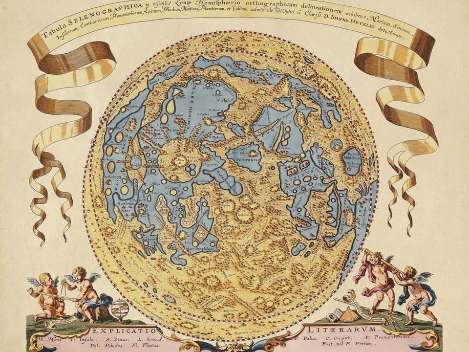 Fototapeta Stara Mapa Księżyca z Ornamentami na wymiar