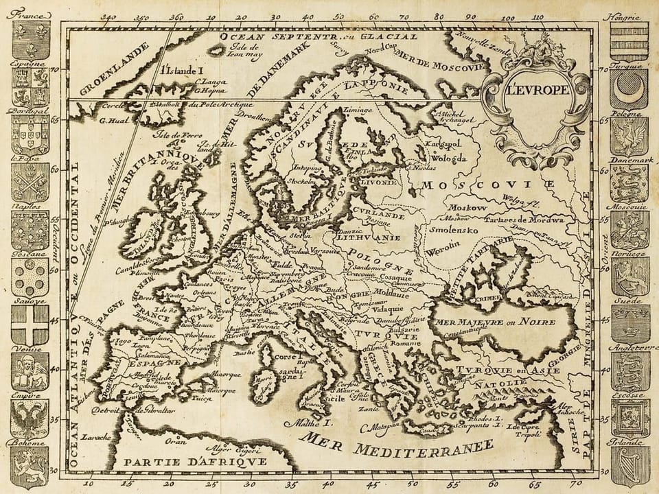 Fototapeta Stara mapa Europy z XVII wieku na wymiar