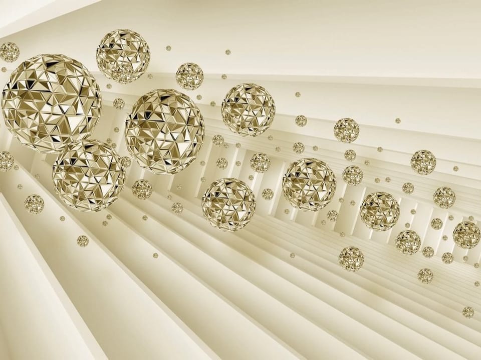 Fototapeta Geometryczne złote kule w tunelu na wymiar