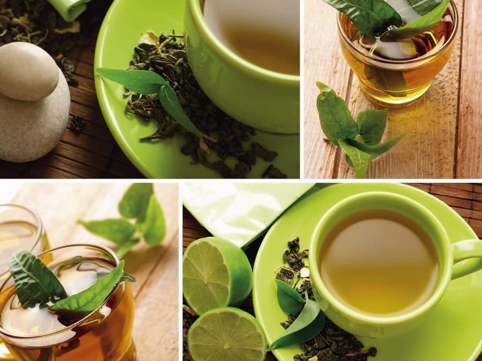 Fototapeta Zielone Filiżanki z Herbatą