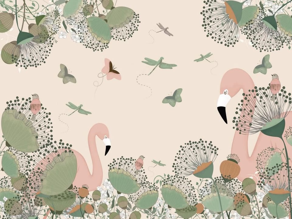 Fototapeta Flamingi wśród zieleni na wymiar