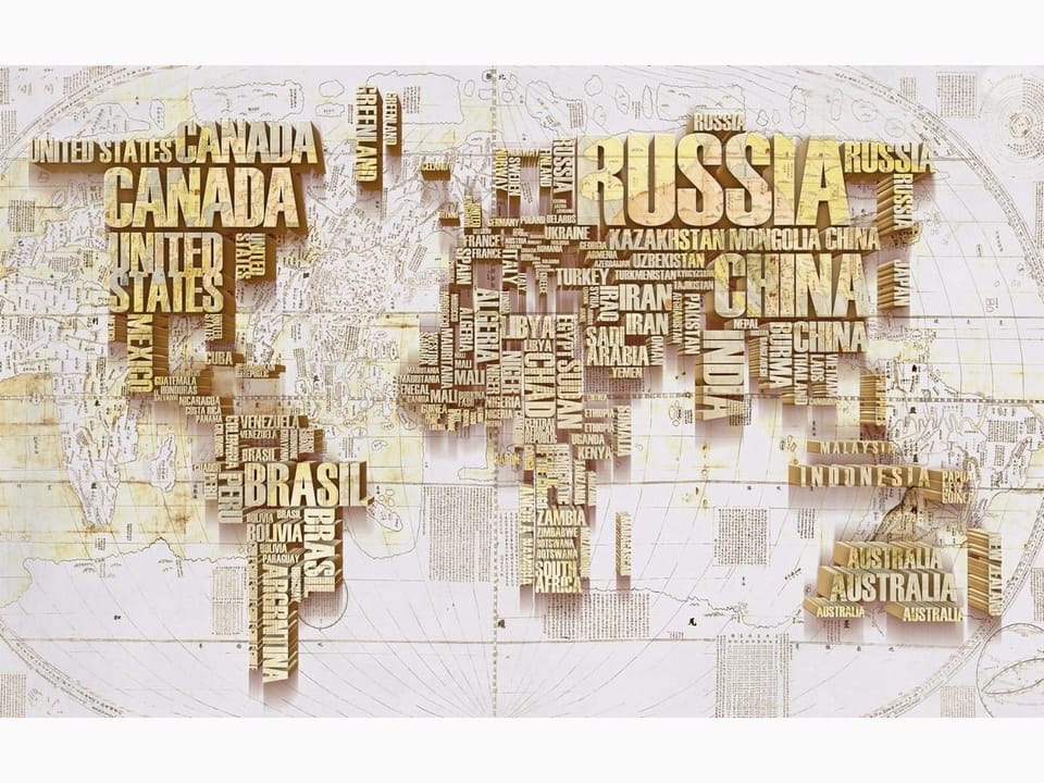 Fototapeta Mapa świata z nazwami krajów na wymiar