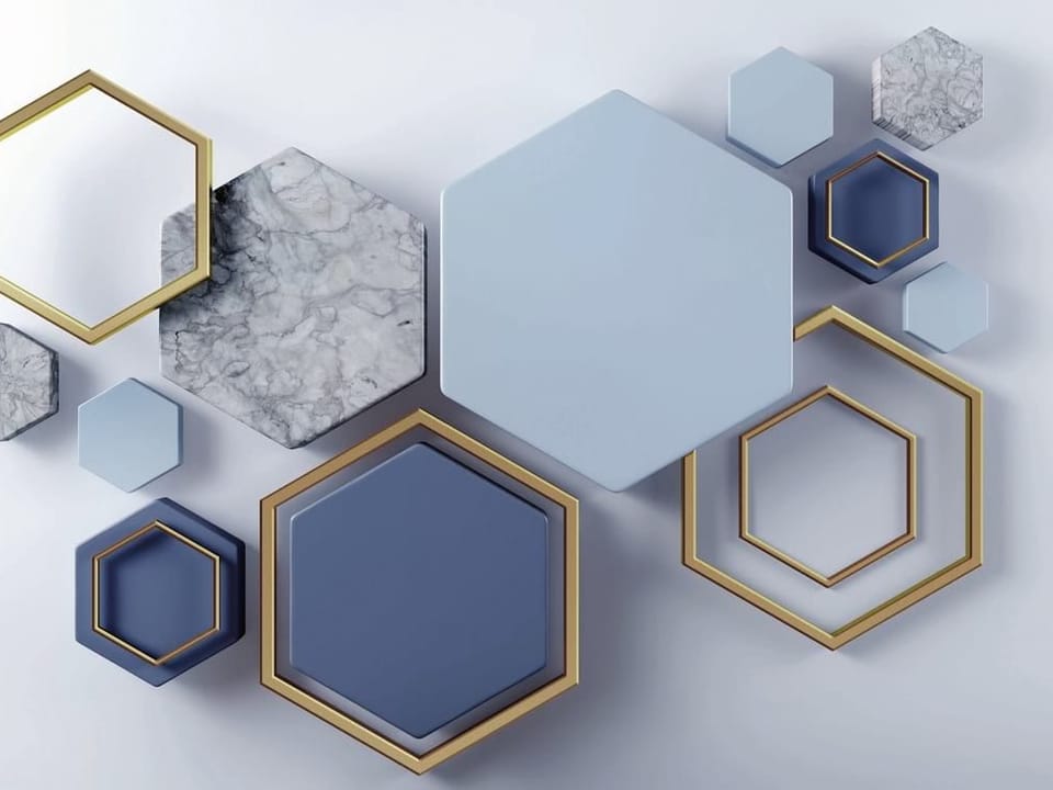 Fototapeta Geometryczne Heksagony z Marmurem na wymiar