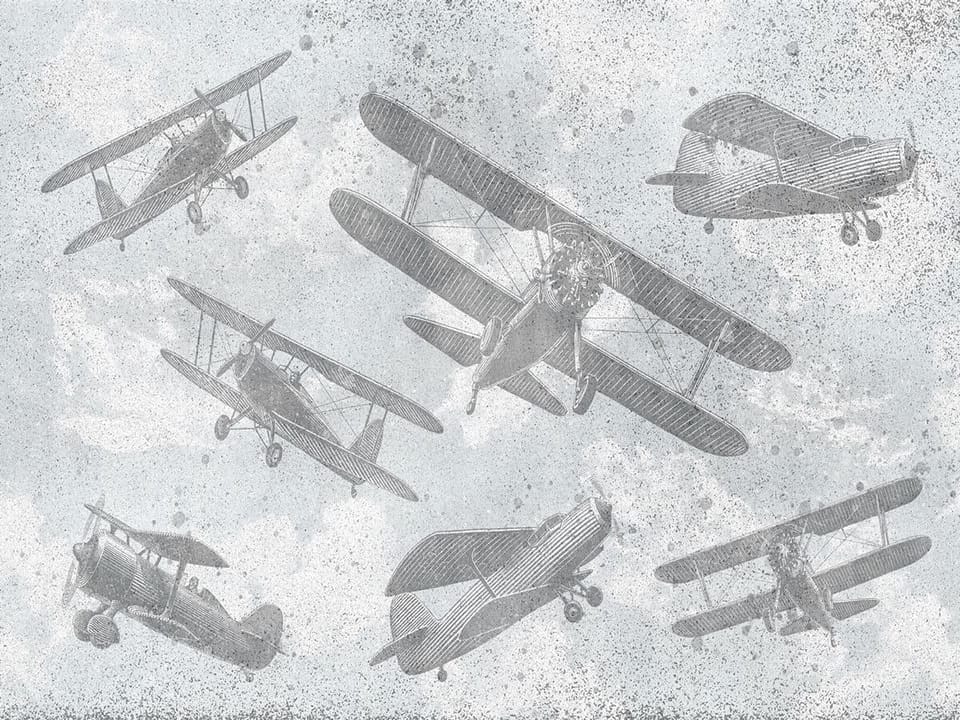 Fototapeta Stare dwupłatowce na niebie na wymiar