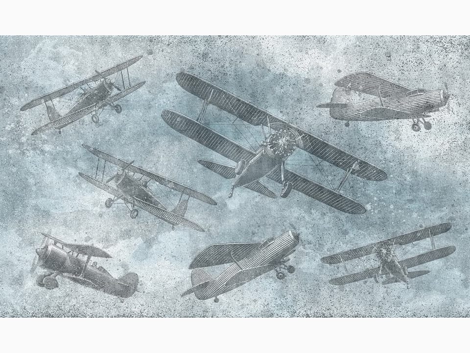 Fototapeta Stare dwupłatowce na niebie na wymiar