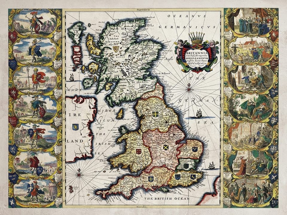 Fototapeta Stara mapa Wielkiej Brytanii na wymiar