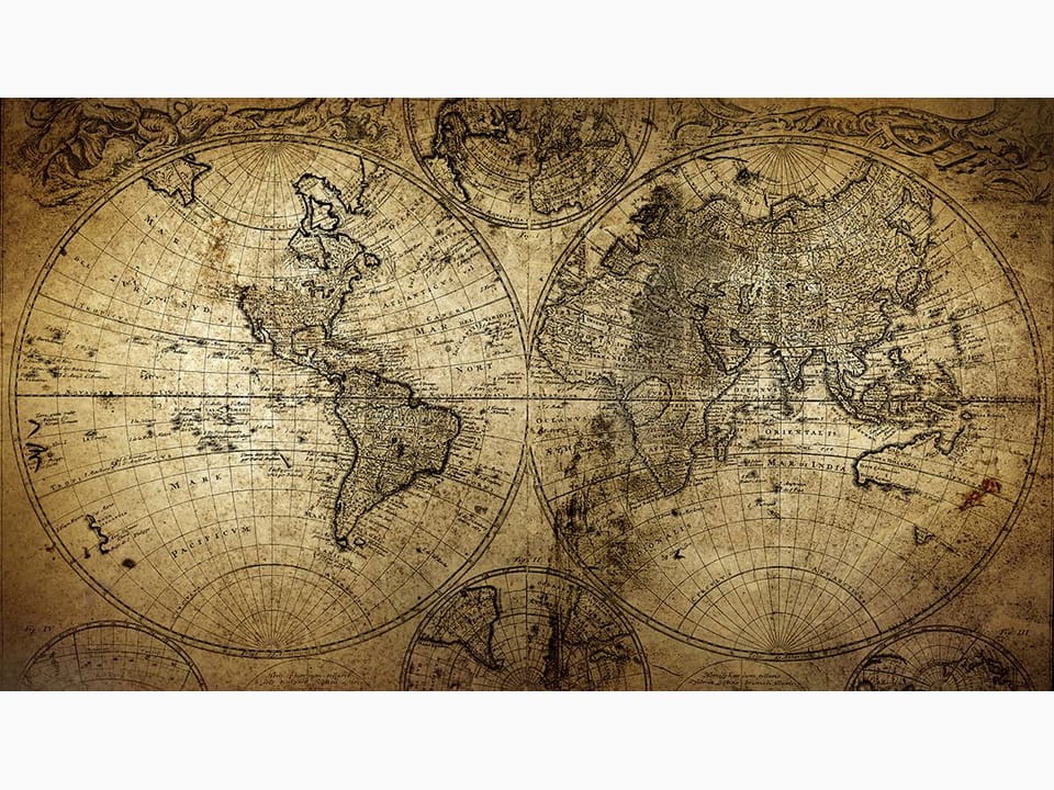 Fototapeta Stara Mapa Świata z Kontynentami na wymiar