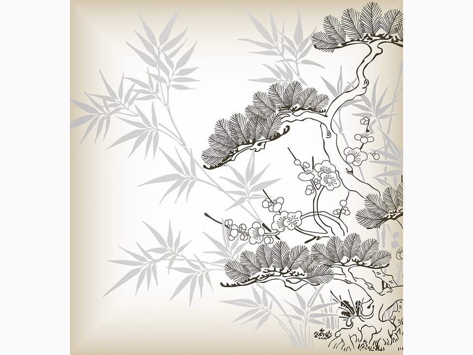 Fototapeta Bonsai z Kwiatami i Bambusem na wymiar