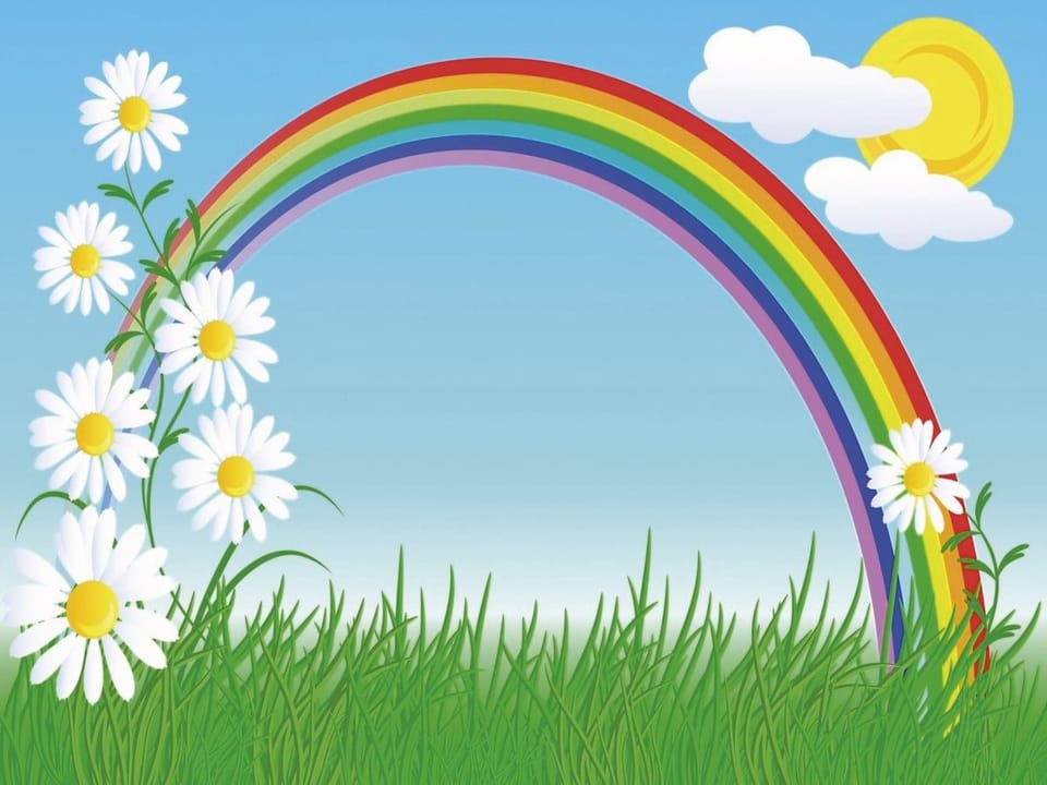 Fototapeta Tęcza nad kwiecistą łąką