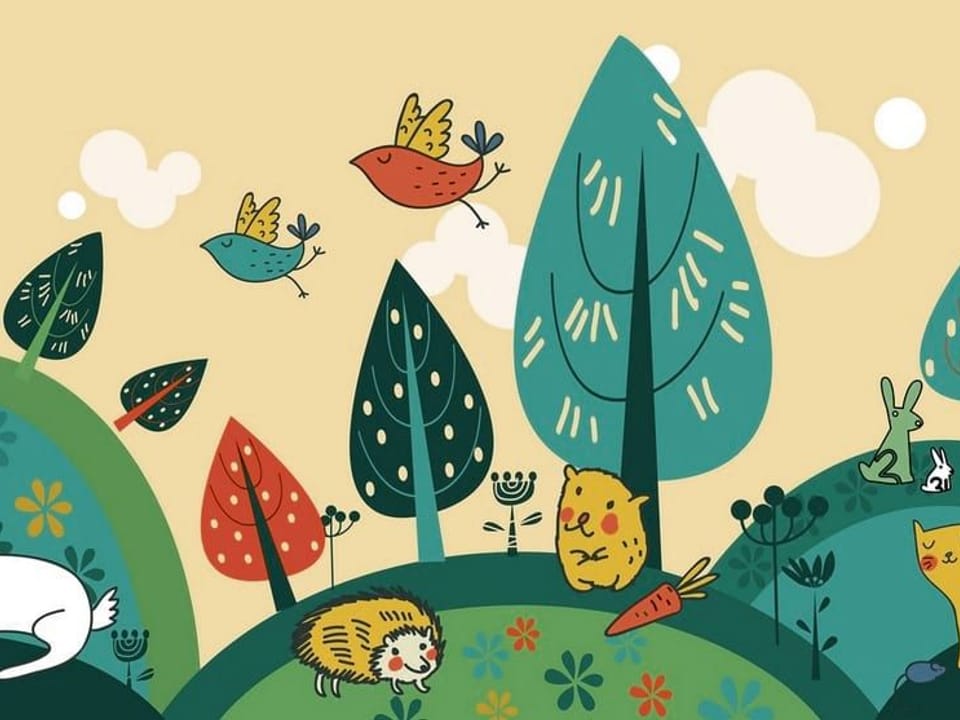 Fototapeta Zwierzęta na wzgórzu w lesie