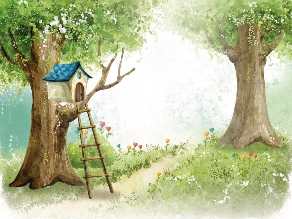 Fototapeta Domek na drzewie z drabiną