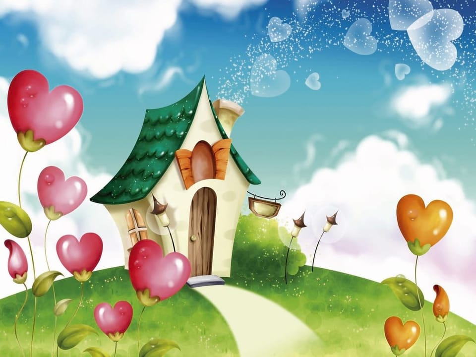 Fototapeta Bajkowy domek na wzgórzu