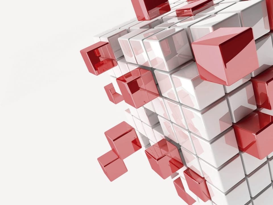 Fototapeta Trójwymiarowe sześciany w bieli i czerwieni