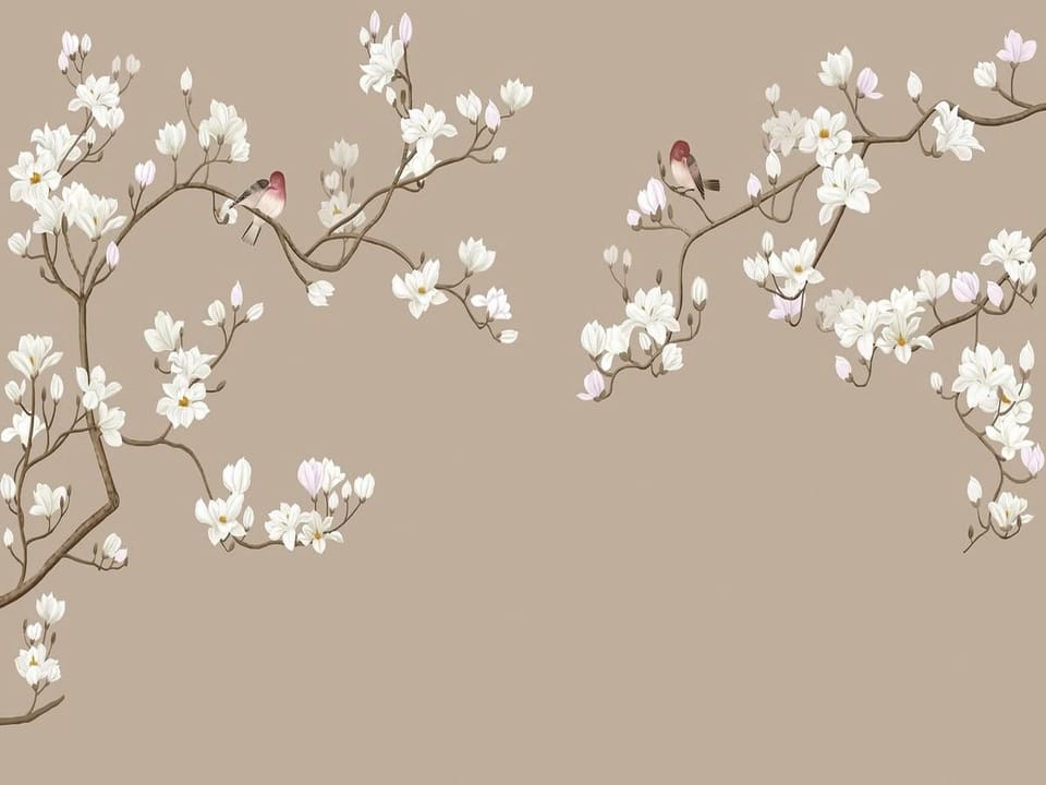 Fototapeta Gałązki magnolii z ptakami na wymiar
