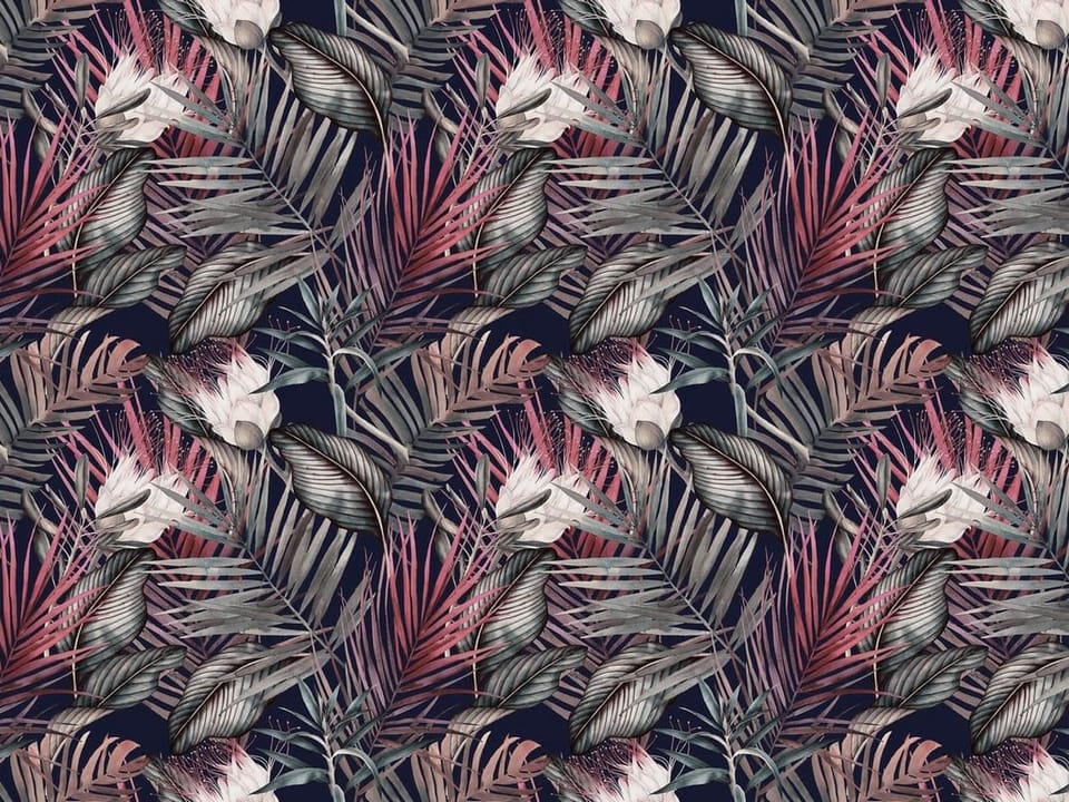 Fototapeta Tropikalne liście i kwiaty na wymiar