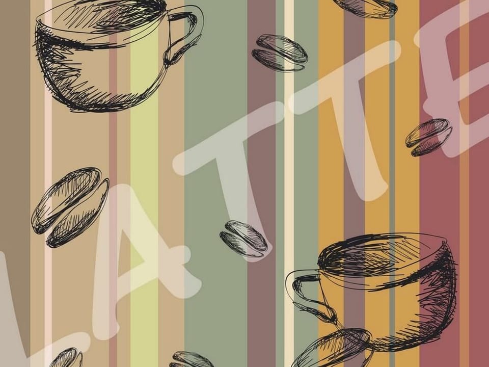 Fototapeta Kubki kawy i ziarna na pasach