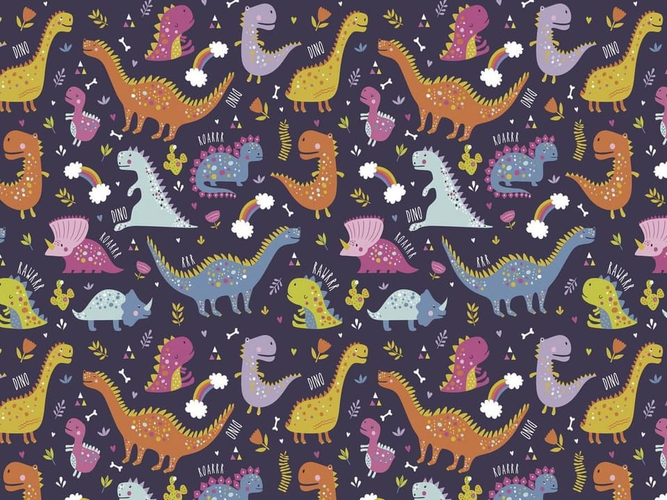 Fototapeta Kolorowe Dinozaury na Ciemnym Tle na wymiar